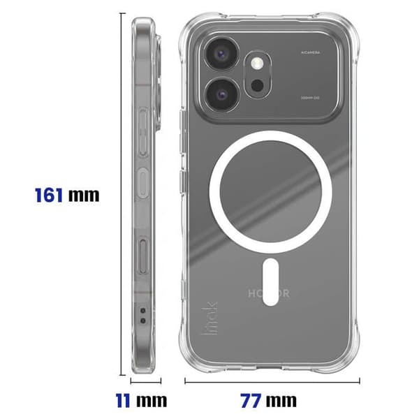 Stødabsorberende cover til Honor 600 med magnetisk ring iMak Transparent Vit