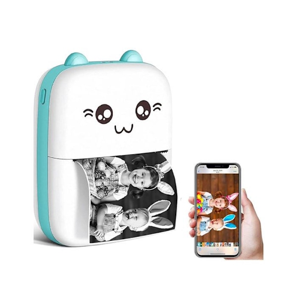 Bluetooth-Connected Thermal Printer 200dpi Cat Model Portable White / Blue