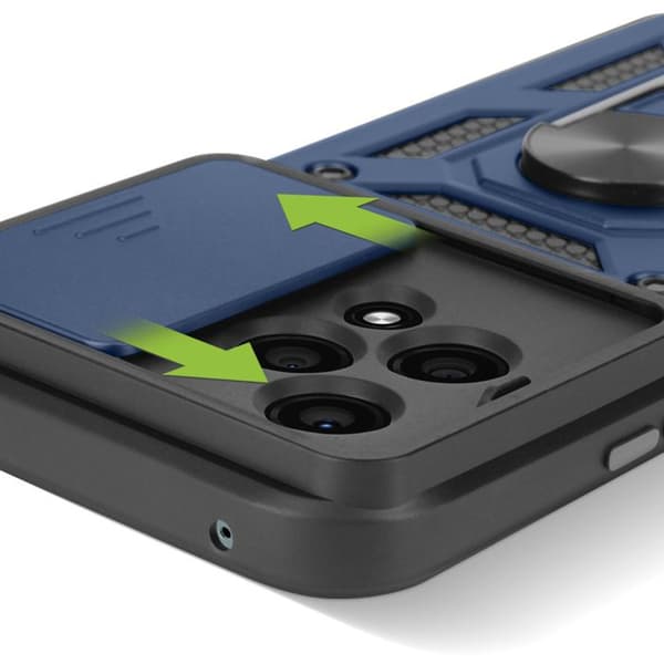 Coque til Honor 200 Lite - Mayaxess - Mørkeblå - Stødabsorberende - Bi-materiale - Skydelåg til kamera Blå