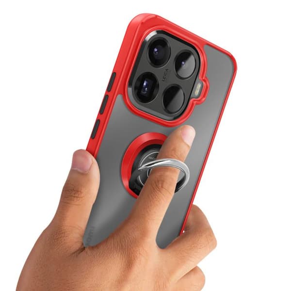 Coque Ring - AVIZAR - Xiaomi 15T Pro - Röd - Magnetisk - Videostöd Röd