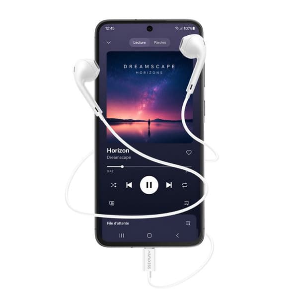 Trådade hörlurar - MAYAXESS - för Galaxy A56 - Inbyggd mikrofon - USB-C - In-ear Vit