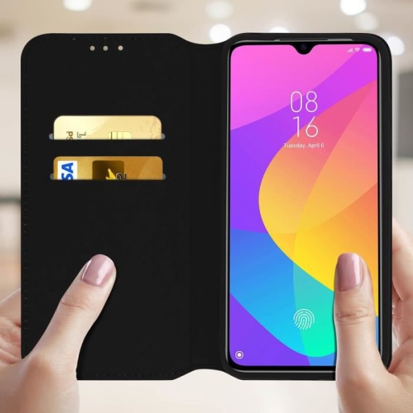 Fodral - AVIZAR - Mi 9 Lite - Eco-läder - Stativfunktion - Magnetisk flik Svart