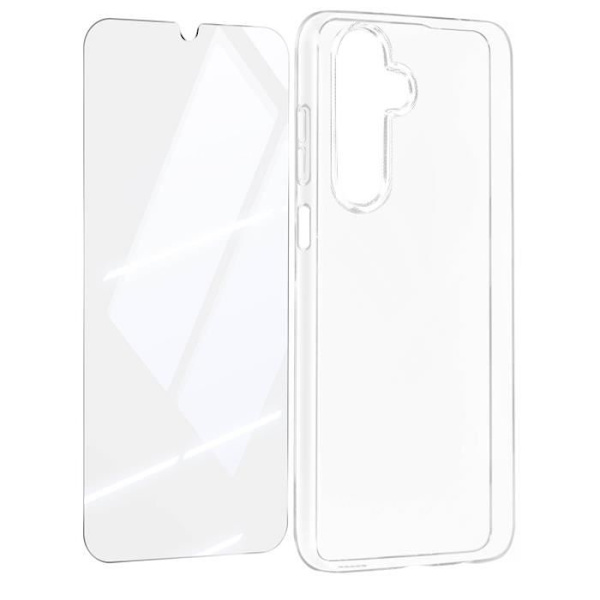 MAYAXESS suojapaketti Samsung Galaxy A25 5G:lle - Läpinäkyvä puolijäykkä kotelo ja 9H karkaistu lasi Transparent