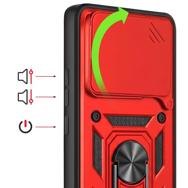 Coque Ring til Redmi Note 15 4G med Skydelåg til Kamera Mayaxess Rød Röd