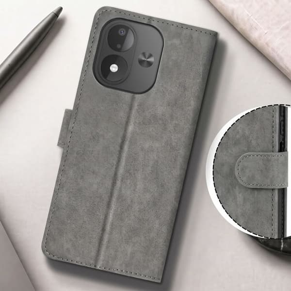 Plånboksfodral för Redmi Note 17 Serie Chesterfield med Stöd Grå Grå