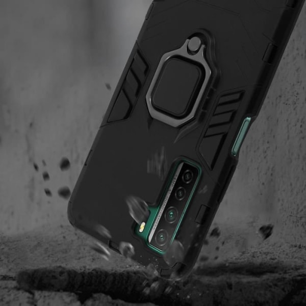 Coque - AVIZAR - P40 Lite 5G - Bi-material - Metallring - Videostöd - Svart Svart