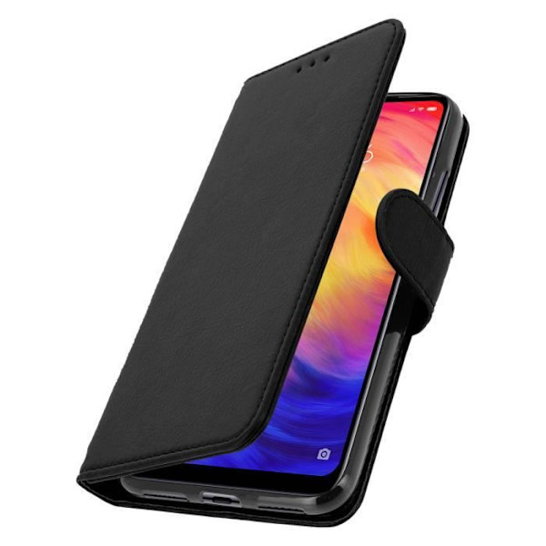Portföljfodral - AVIZAR - Xiaomi Redmi Note 7 - Silikon Gel - Magnetisk - Video Stöd Svart