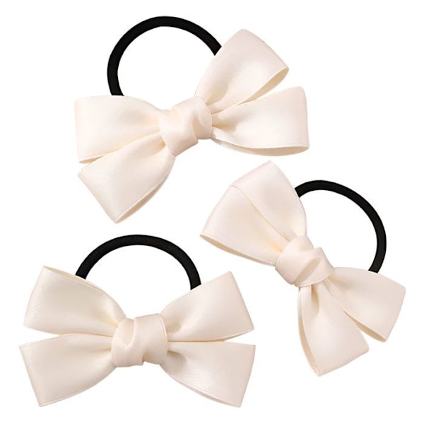 3 kpl Satiininen Solmulla Varustetut Hiuselastiset, Beige Beige