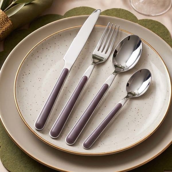 Bestik sæt - SWISS HAUS - 24 dele - Rustfrit stål - Lilla - Glat kant finish Violett