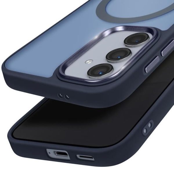 MagSafe-kuori Samsung Galaxy S24 ja S25 - Matta jäätyneenä sininen reunus Blå