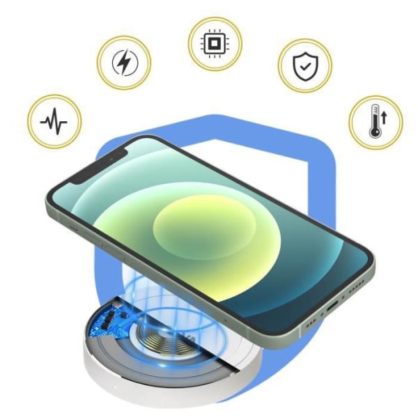 Trådløs Qi-oplader 10W Hurtig Opladning Kompakt Design Akashi Hvid