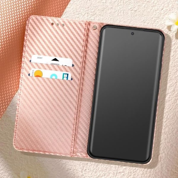 Kolfodral för Xiaomi Redmi Note 14 5G Plånbok Stöd för Video Rosé Champagne Rosa