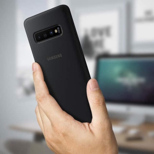 Galaxy S10 Plus Case Silikoni Puolijäykkä Ohut Yhteensopiva QI Alkuperäinen Musta