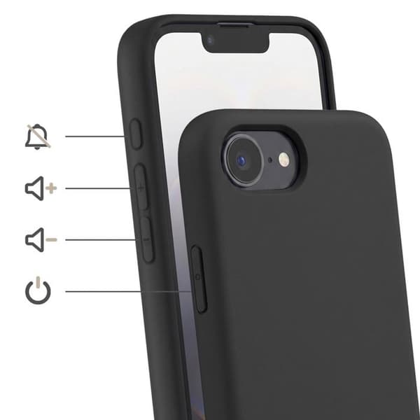 Siliconfodral för iPhone 16e med justerbar svart nylonfläta Svart