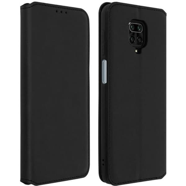 Cover - AVIZAR - Redmi Note 9S/Pro/Pro Max - Øko-læder - Sort - Indbygget stativ Svart