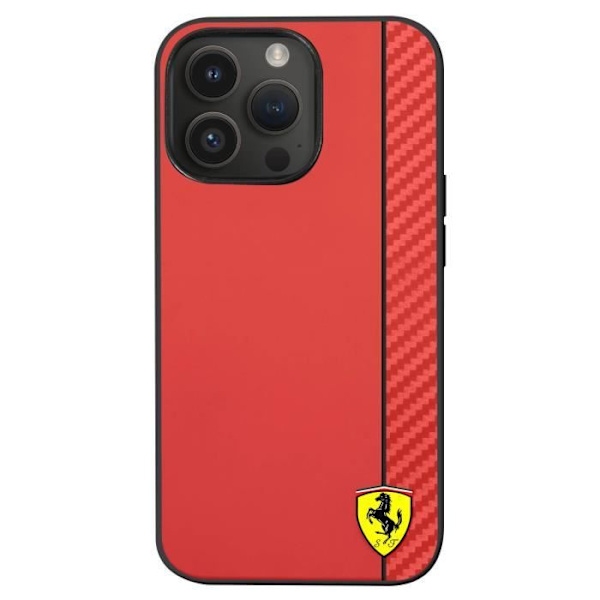 Skal till iPhone 14 Pro Max Bi-material Carbon Effect kompatibel QI Ferrari Red