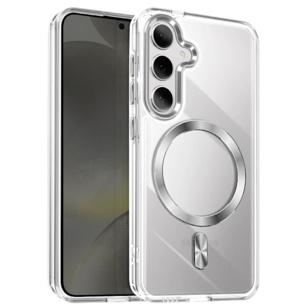 Coque MagSafe för Samsung S24 Plus och S25 Plus Bakre Kristall Färg Silver Grå