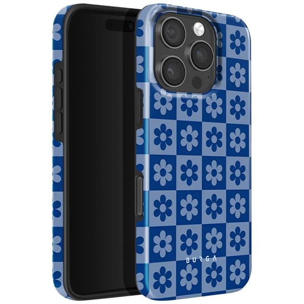 Stødabsorberende Cover - BURGA - iPhone 14 Pro - Blå - Ternet Mønster - Elegant