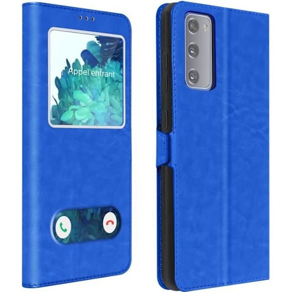 Smartphonefodral - Samsung - S20 FE - Heltäckande fodral - Dubbel fönster - Videostöd blå