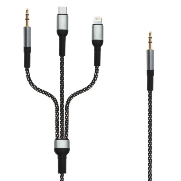 3,5 mm liitin USB-C Lightning - 3,5 mm Jack Multi Tip -äänikaapeli 1,5 m LinQ