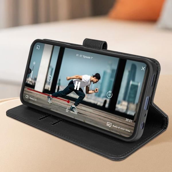 Suojakuori Samsung Galaxy A25:lle - AVIZAR - Lompakko ja videoteline - musta Svart