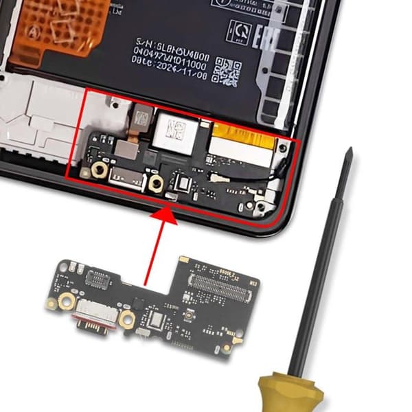 USB-C Oplader Connector Erstatnings Service Pack til Redmi Note 14 Pro 5G Xiaomi Sort Svart