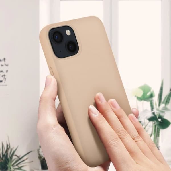 Skyddsskal - Apple - iPhone 13 Mini - Halvhård silikon - Soft-touch finish - Biskopsrosa Bisque rosa
