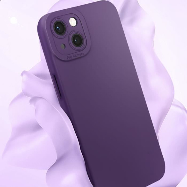 Skal till iPhone 13 - AVIZAR - Matt silikon - Kameraskydd - Mörklila Lila