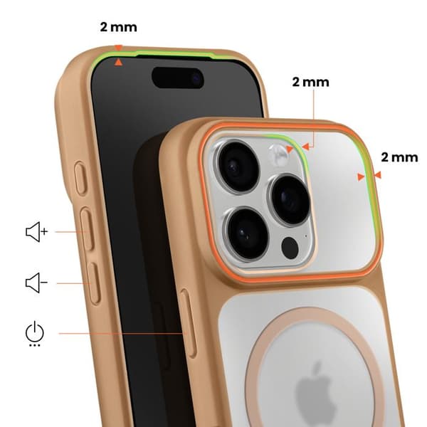 MagSafe-skal för iPhone 16 Pro, skydd i två material, hård baksida, brun brun