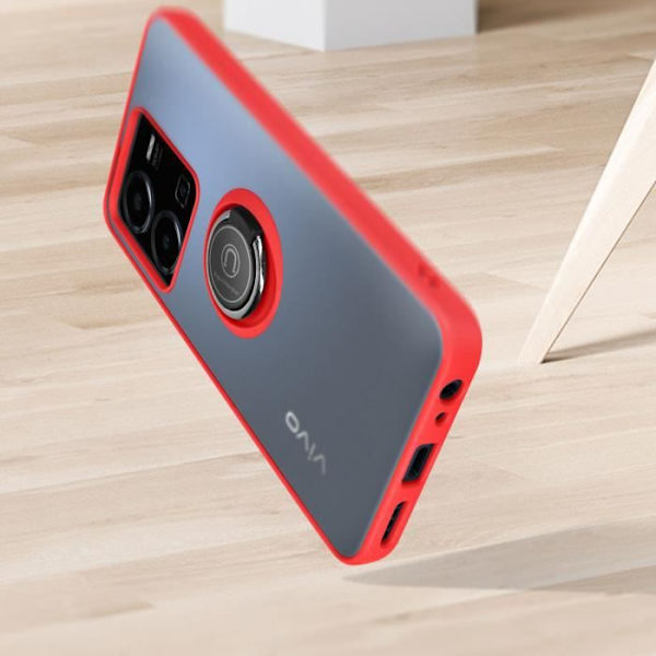 Vivo Y22s och Y35 skyddsfodral - AVIZAR - Röd - Metallring - Videostöd Röd