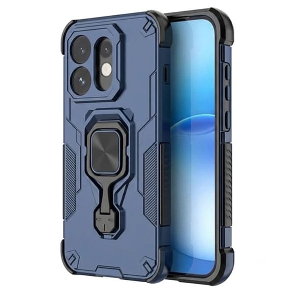 Stødabsorberende cover til Oppo Reno 16 med magnetisk ringestøtte i natblå Blå