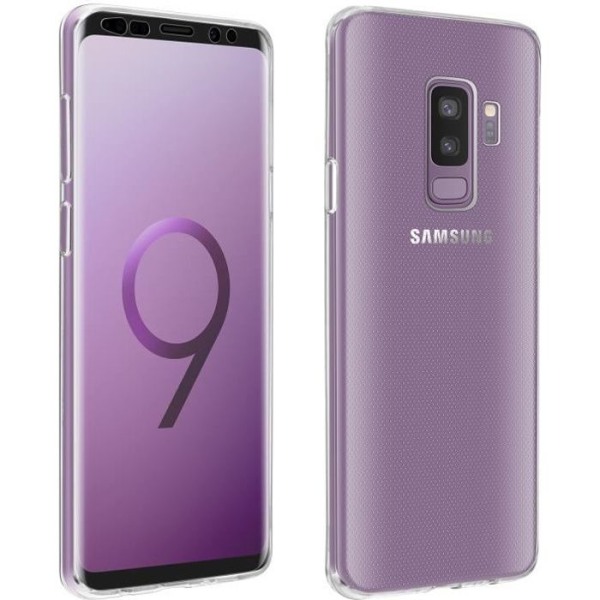 Bagcover + gennemsigtig hærdet glasfilm Galaxy S9 Plus - gennemsigtig transparent