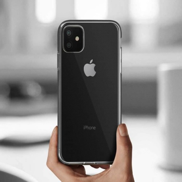 Beskyttelsespakke - AVIZAR - iPhone 11 - Blødt Silikone - 9H Hærdet Glas - Sort Kant Transparent, svart