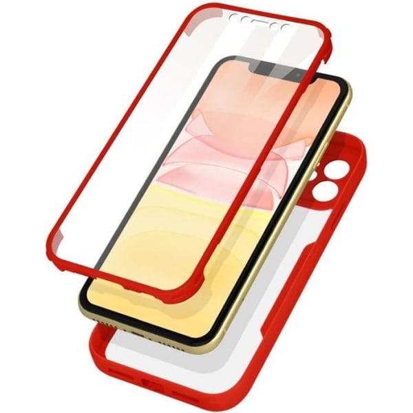 iPhone 11 Cover Bagside Plexiglas Front Polymer Forstærkede hjørner Rød kontur rød