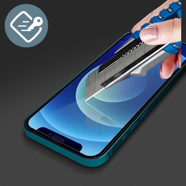 Skyddsglas - FORCE GLASS - iPhone 12 Mini - Organiskt glas - Stötsäkert - Anti-fingeravtryck Svart