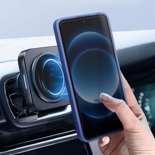 Fodral till Xiaomi 14 Ultra - AVIZAR - Metallringstödfunktion - Midnattsblå Blå