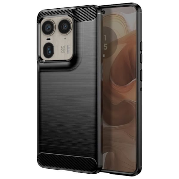 Etui til Motorola Edge 50 Ultra - AVIZAR - Carbon og børstet sort effekt - Blødt - Glat - Blandet Svart