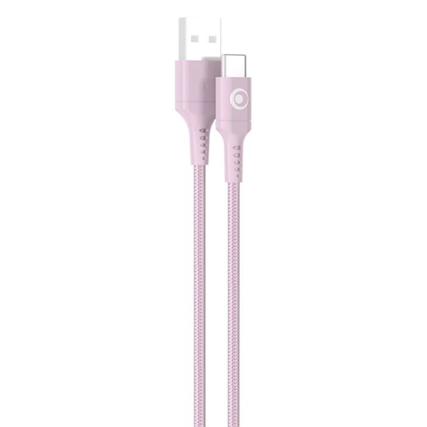 USB-A til USB-C FastCharge 15W 3A i vævet nylon 1.2m BigBen Connected Rosa Rosa