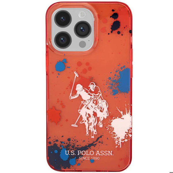 iPhone 14 Pro Max - läpinäkyvä kuori, U.S Polo - Punainen
