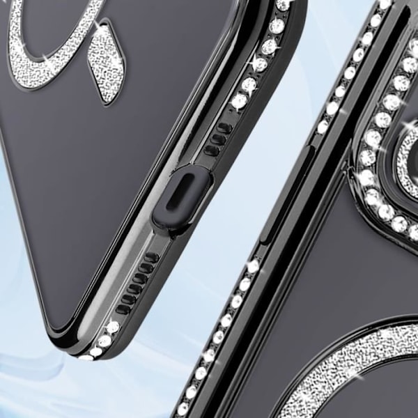 Diamond Cover til iPhone 12 MagSafe Protection Rhinestone Contour Sort Svart