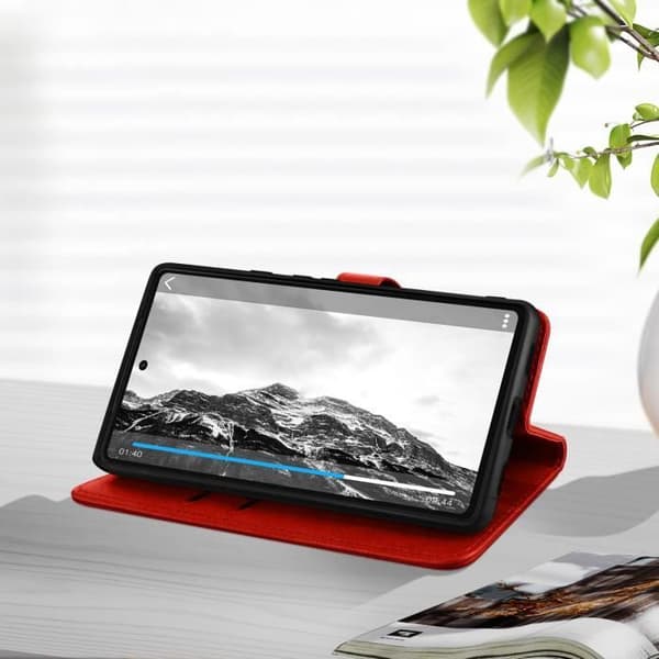 Google Pixel 6A etui - AVIZAR - Pungcover - Rød - Videosupportfunktion Röd