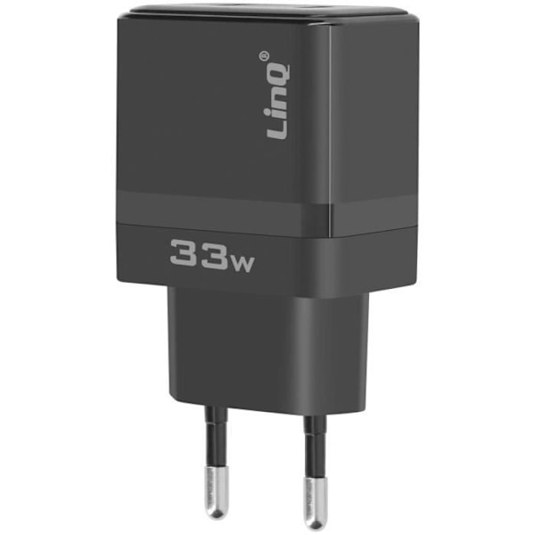 USB-C laddare 33W - LINQ - Svart - Kompakt - Snabb - Power Delivery Svart