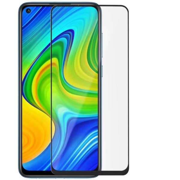 Xiaomi Redmi Note 9 läpinäkyvä kaareva karkaistu lasikalvo mustalla reunuksella