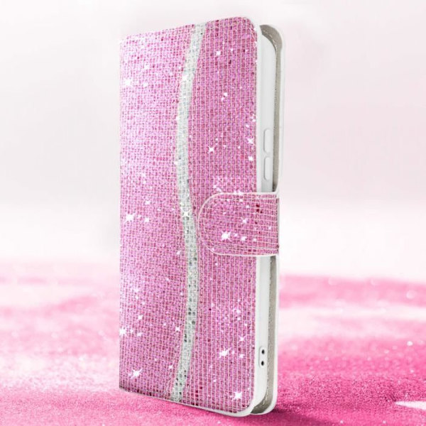 Fodral för Samsung Galaxy A54 5G Glitter Disco Wallet Video Support Rosa Rosa