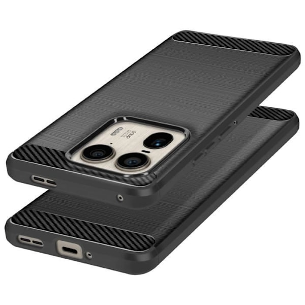 Etui til Motorola Edge 50 Ultra - AVIZAR - Carbon og børstet sort effekt - Blødt - Glat - Blandet Svart