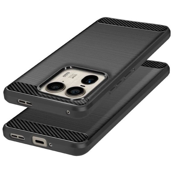 Fodral till Motorola Edge 50 Ultra - AVIZAR - Kol- och borstad svart effekt - Mjuk - Smidig - Blandad Svart