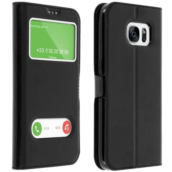 Smartphone cover - Samsung - Galaxy S7 - Double window case - Silicone - Black Svart