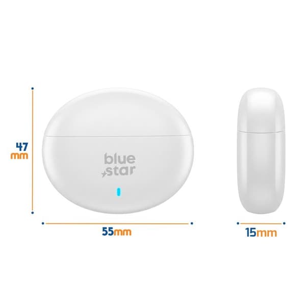 TWS Bluetooth 6.0 høretelefoner med ANC og ENC støjreduktion Blue Star Hvid Vit