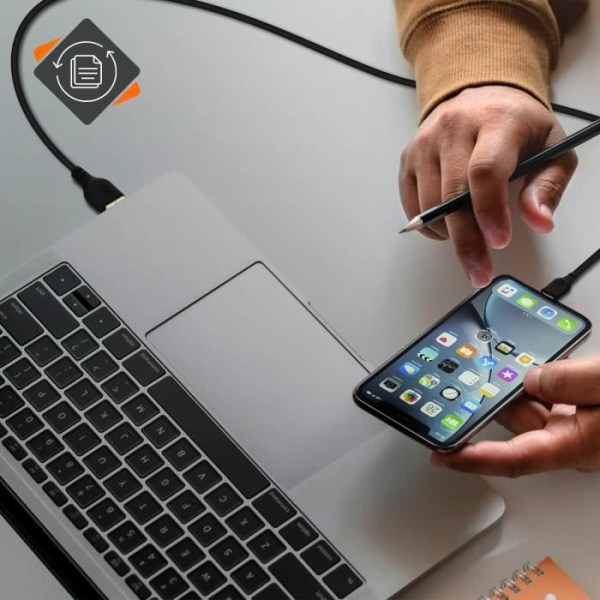 USB-Lightning-kaapelin lataussynkronointi 2 m sotkeutumaton musta