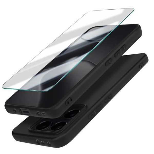 Coque för Xiaomi 14T Pro Silikon Soft Touch och Härdat Glas 3mk Svart Svart